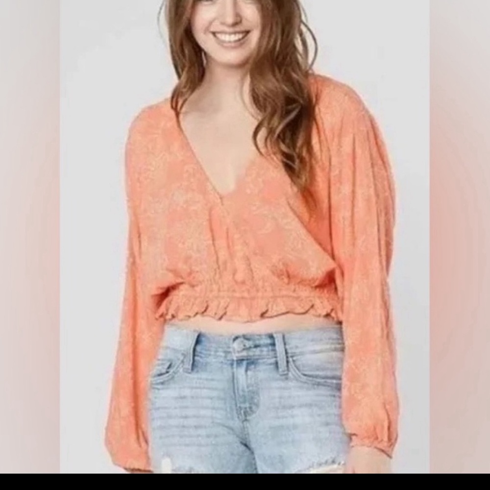 Amuse Society Idyllic Crop Top Blouse-Size XS - Oversized Fit Preowned
